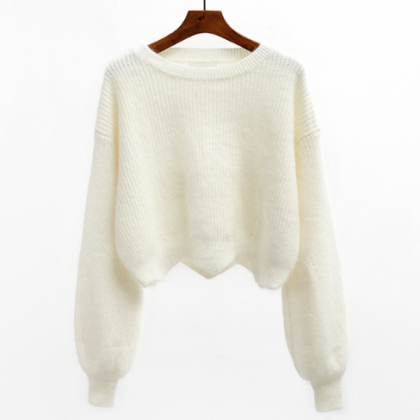 Autumn and winter cropped sweater w..