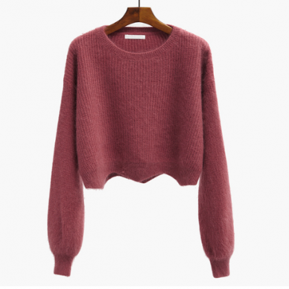 Autumn and winter cropped sweater w..