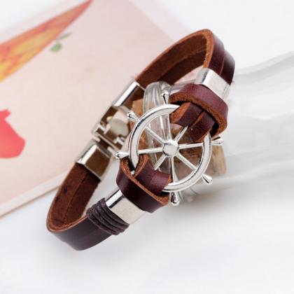 Rudder Head Layer Leather Rope Bracelets Leather..