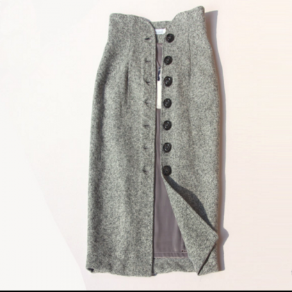 Autumn And Winter Tweed Half-length Skirt A Row Of..