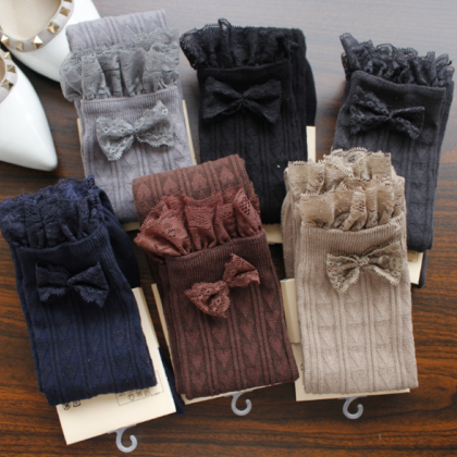 Lace lace bow knot socks was thin v..
