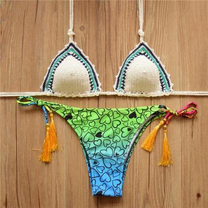 Fashion Knit Woven Two Piece Colorful Bikinis on Luulla
