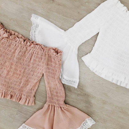 Ruffled Off-The-Shoulder Long Flare..