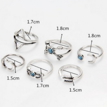 Retro Combination Ring Set Suit A Set Of Six Ring