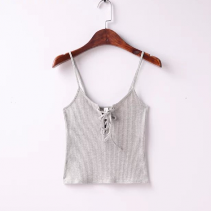 Sexy Chest Lace Up Small Vest Crop Top Halter Vest..