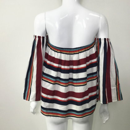 Colourful Striped Off-the-shoulder Blouse..