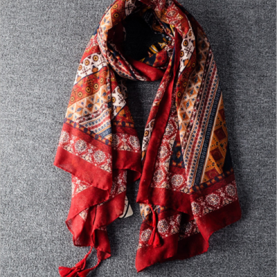 Fashion ethnic wind printing thin shawl fringed scarves