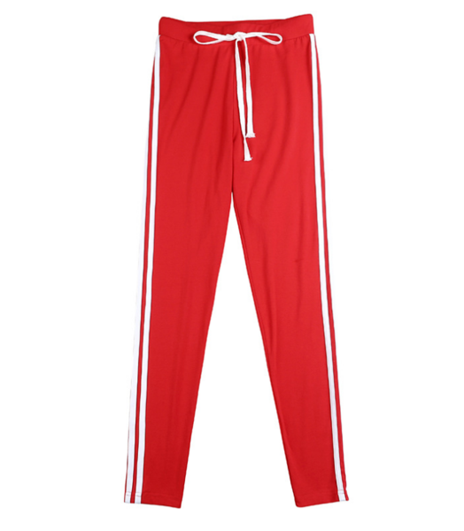 Red Hooded Umbilical Banded Trousers Sports And Leisure Suit Summer