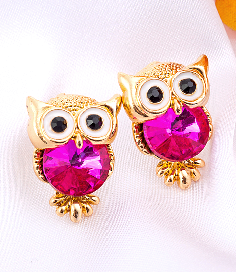 Fashion multicolor Owl crystal earrings