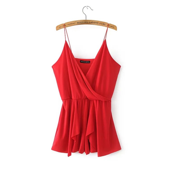 Summer Women 's Deep V - Neck Strap Solid Color Dress
