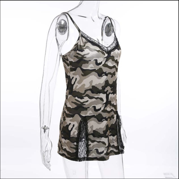 2017 Summer Lace Stitching Camouflage Dress Female High Waist Irregularly Open Skirt
