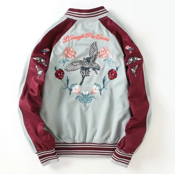 Source D&S factory dropshipping bird and floral embroidered bomber