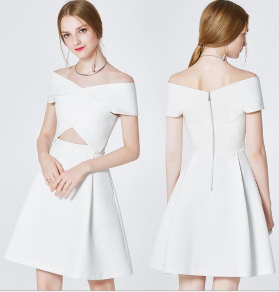 Sexy Slim And Slim White Dress For High-end Evening Wear