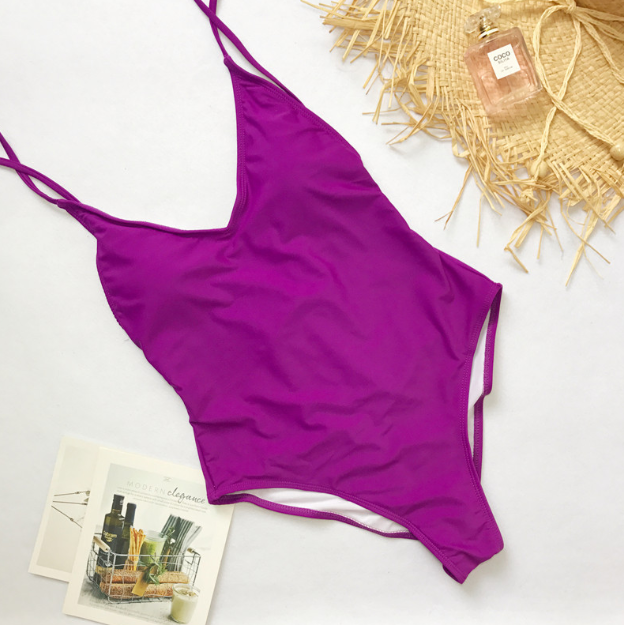 Style Solid One-piece Women's Bikini Sexy Bikini - Purple