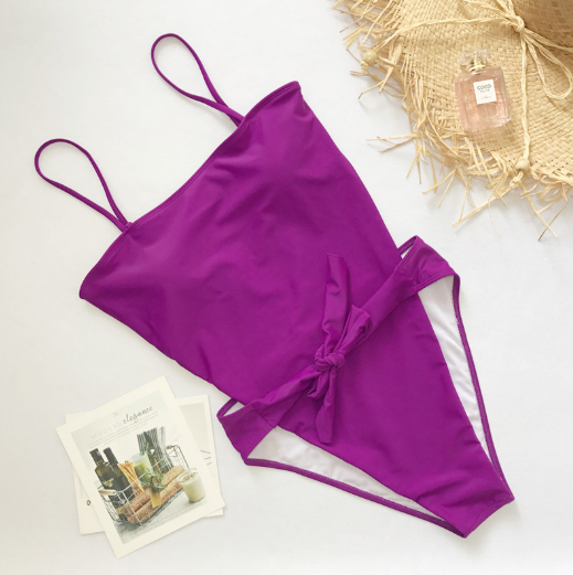 Sexy Solid Bikini Style Knot The Latest Wrap Bikini - Purple