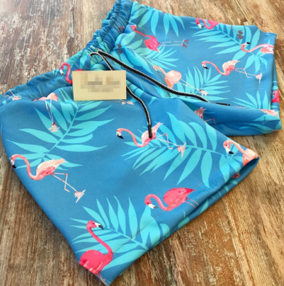Men's beach pants new men's shorts baggy printed flamingo trunks