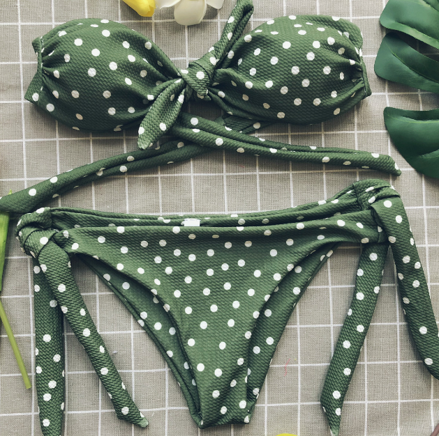 Women's Swimsuit Style Dot Print Sexy Bikini Split