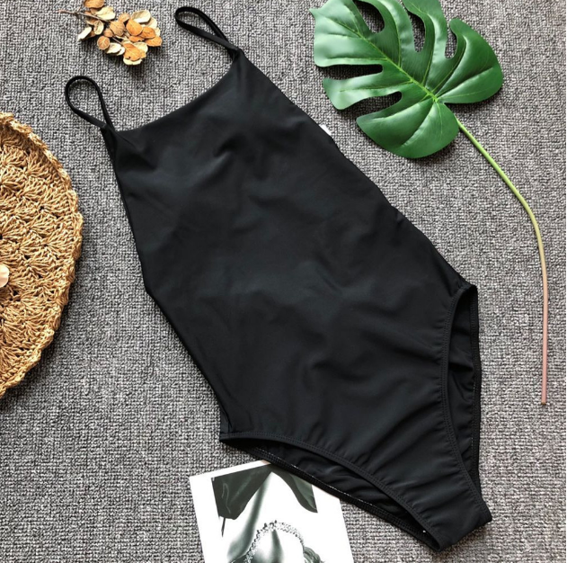 Style Solid Color One-piece Banding Swimwear Women's Sexy Bikini