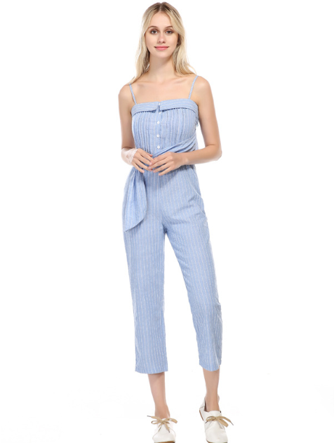 Condole Belt Sexy Backless Show Thin With Tall Waist Trousers Accept Waist Jumpsuits Women