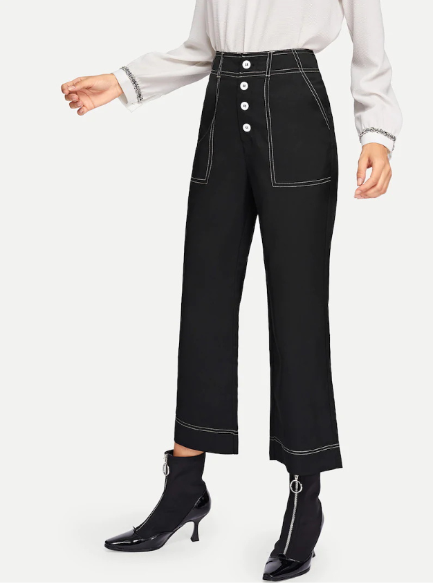 Bell-bottom Trousers Women's High-waisted Black Super Fire Casual Pants Linen Seven-point Pants