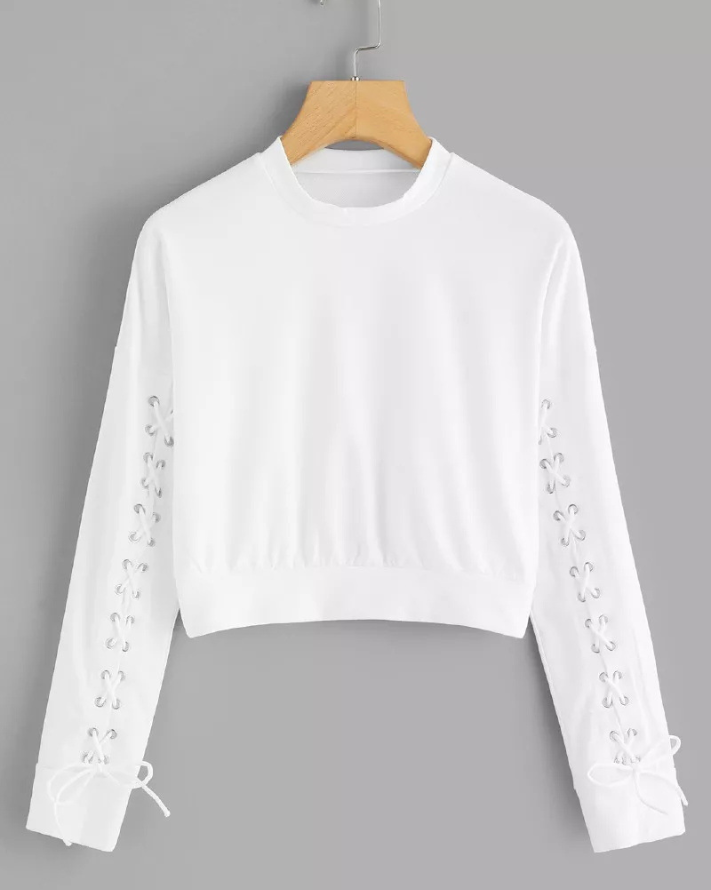 Loose-fitting, Long-sleeved, Cross-strap, Short Hoodie With Navel Exposed Top