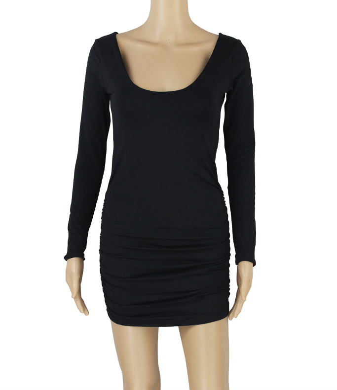 Style Nightspot Sexy Long Sleeve Bag Buttock Bare Back Drape Dress on ...