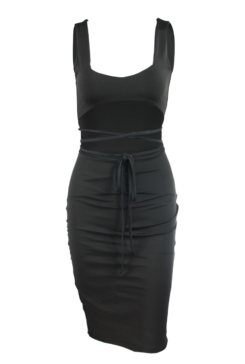 Style Band Sexy Hollowed-out Wrap Hip Nightclub Dress
