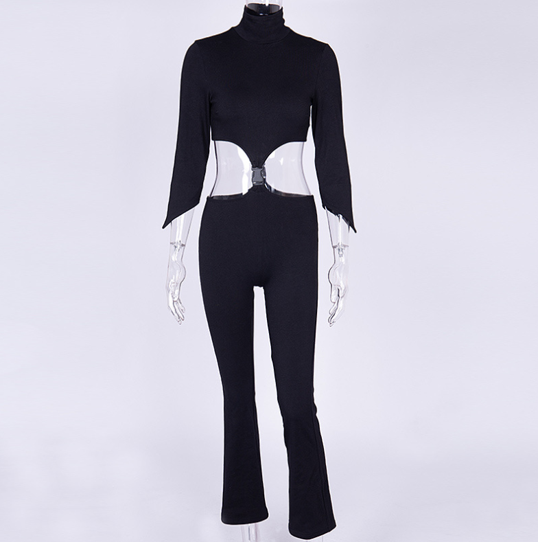 Style Casual Long High Collar Suit With Irregular Seven-point Sleeves And Flared Trousers