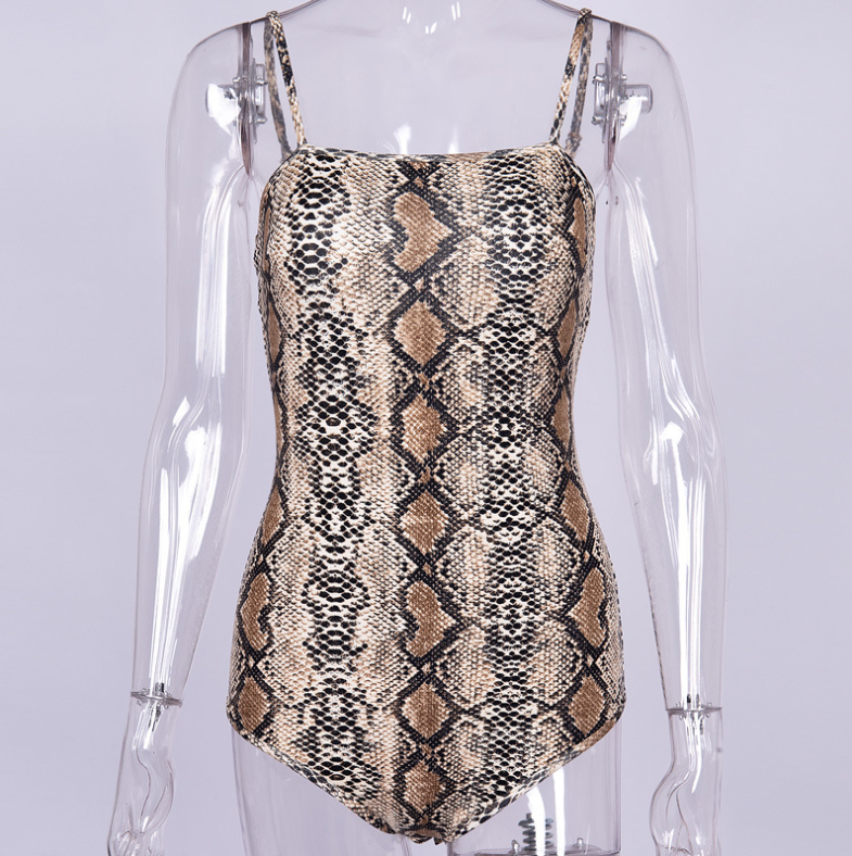 Style Jumpsuit Slim Small Strap Fashion Python Print Women's Dress