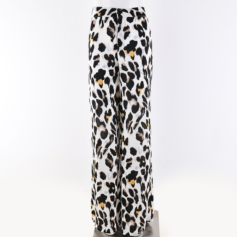 Fashion Wild Sexy High Waist Loose Leopard Wide Leg Pants