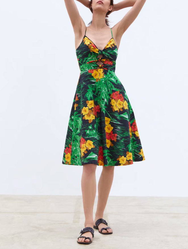 Hot fashion summer strap print dress