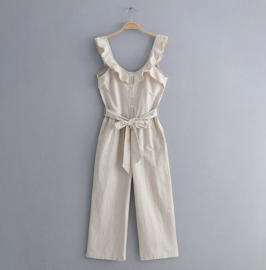 2019 Off-the-shoulder Seaside Holiday Ruffled Jumpsuit