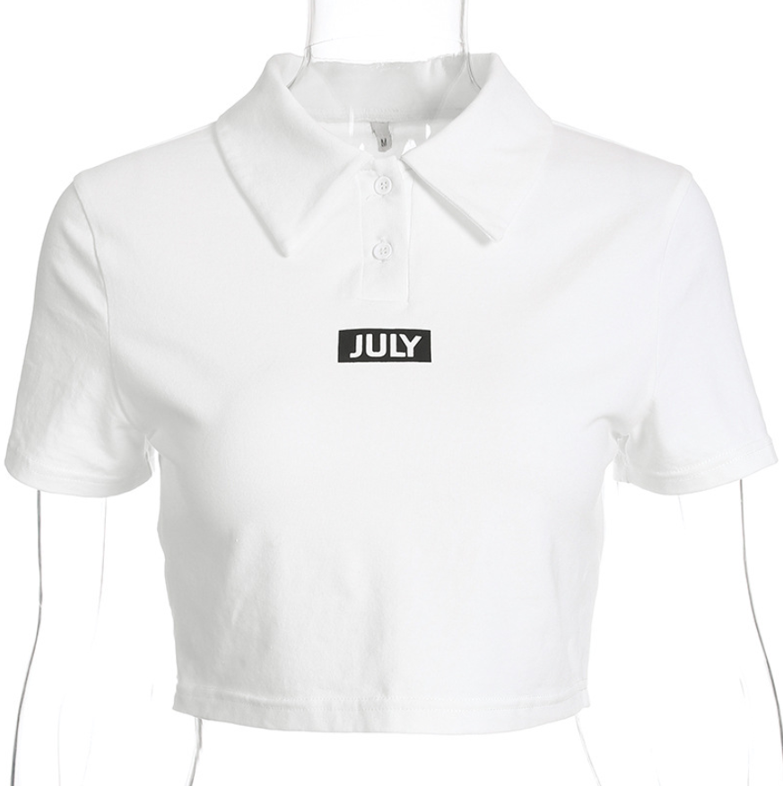 2019 Explosion Women's Letter Print Short Sleeve Tight Navel T-shirt Top