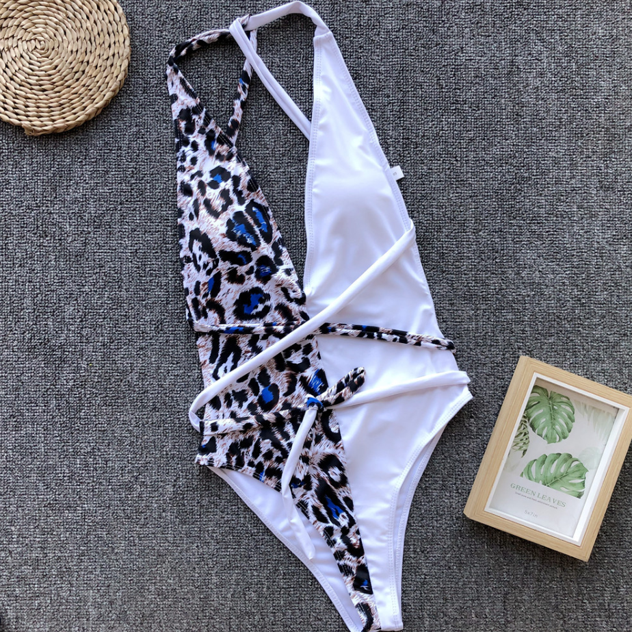 2019 Explosion Bikini Bikini One-piece Swimsuit Leopard One-piece Swimsuit