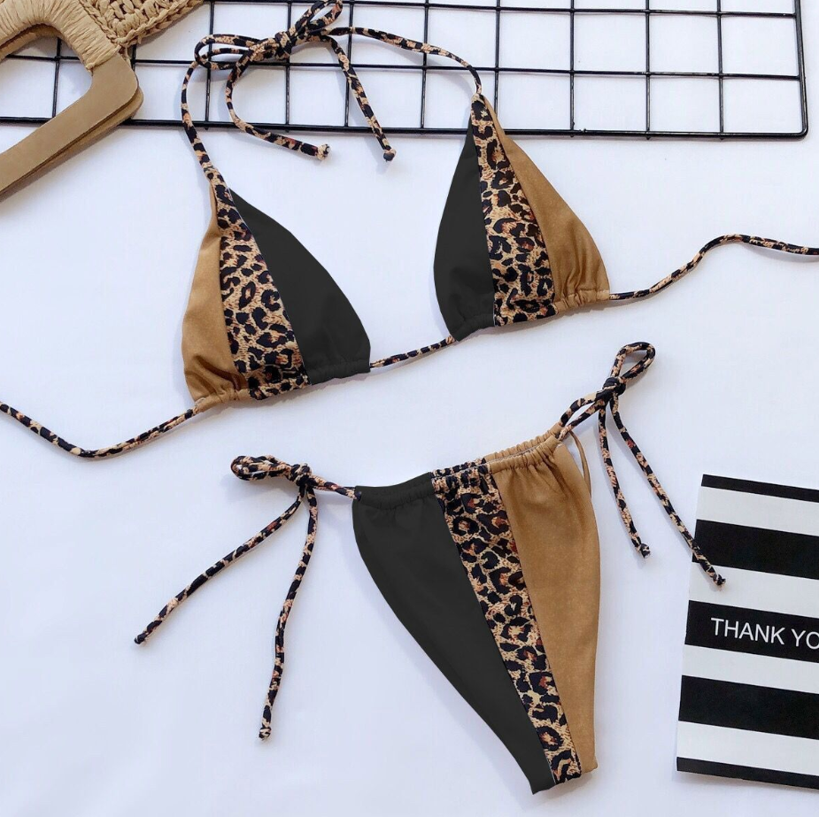 2019 Explosion Models Bikini Sexy Stitching Triangle Bag Swimsuit Ladies Swimsuit