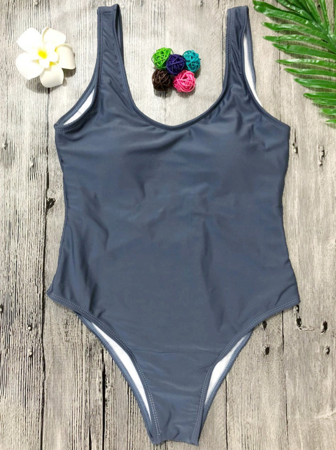 Explosive sexy one-piece swimsuit pure color female swimsuit