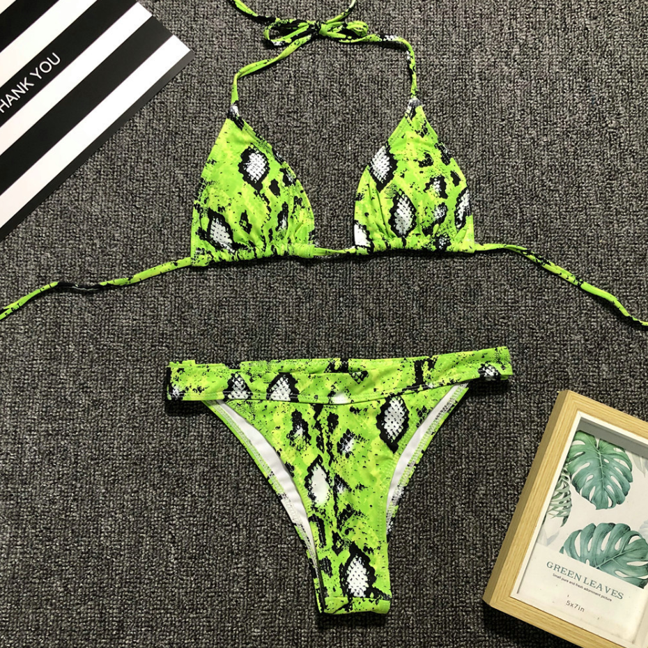 Explosion Models Ladies Split Swimsuit Simple Snake Print Sexy Swimsuit Bikini