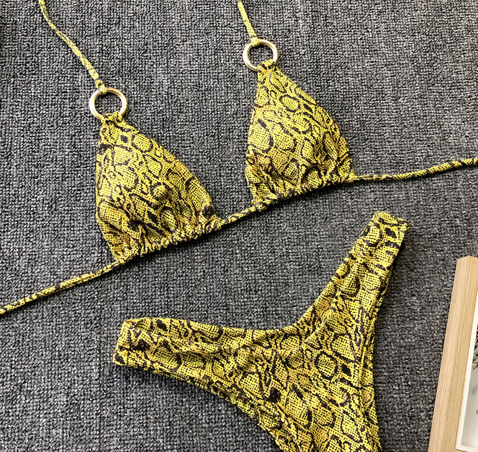 2019 Snake Pattern Ring Bikini Swimsuit Sexy Strap Swimsuit Split