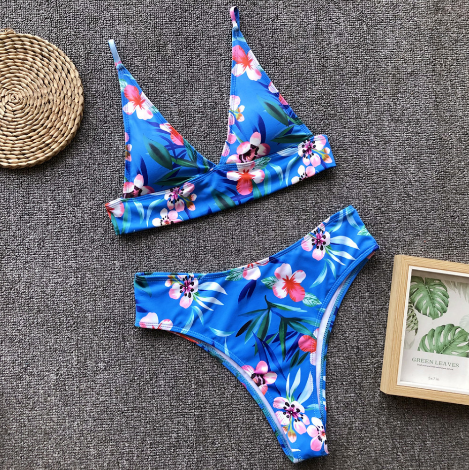 2019 Flower Print Ladies Bikini Split Swimsuit Explosion