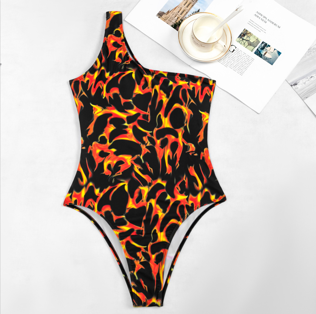 Swimsuit Bikini One-shoulder Sexy Leopard Print One-piece Swimwear Bikini