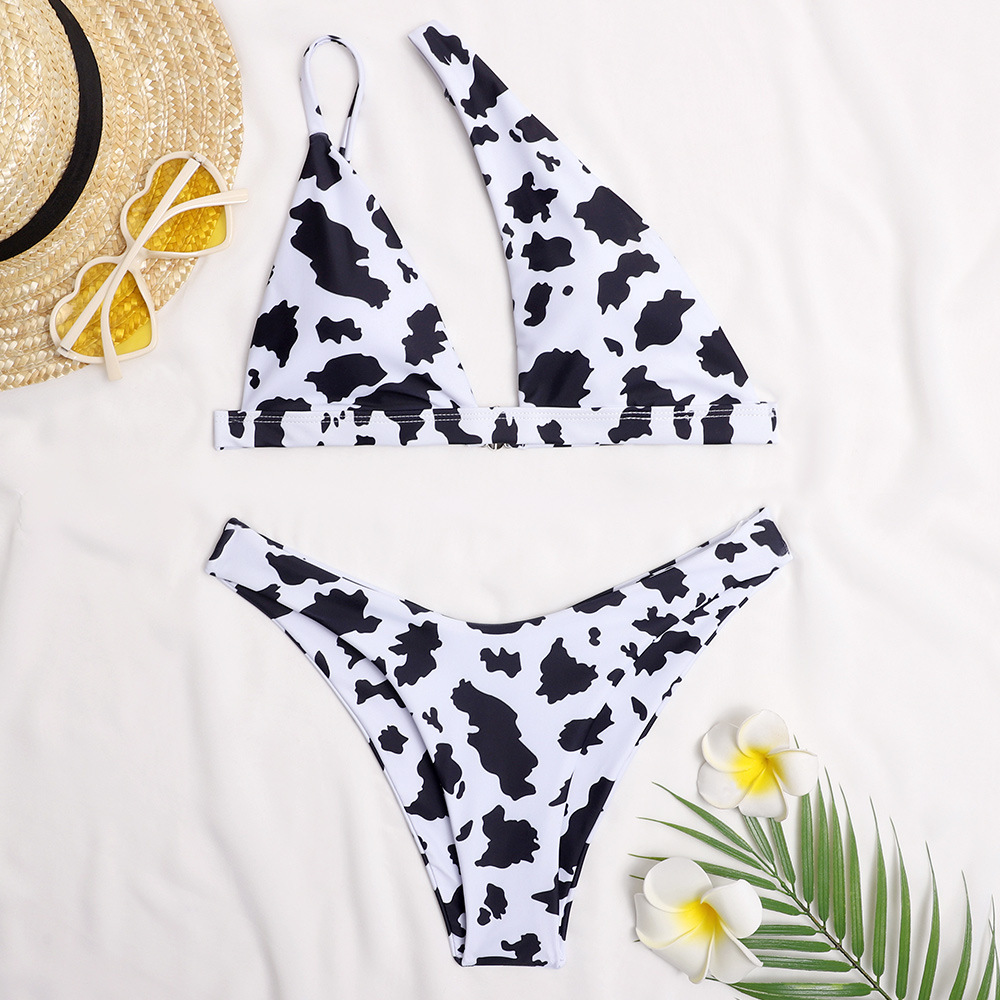 Bikini Cow Pattern Print Ladies Split Swimsuit Swimwear