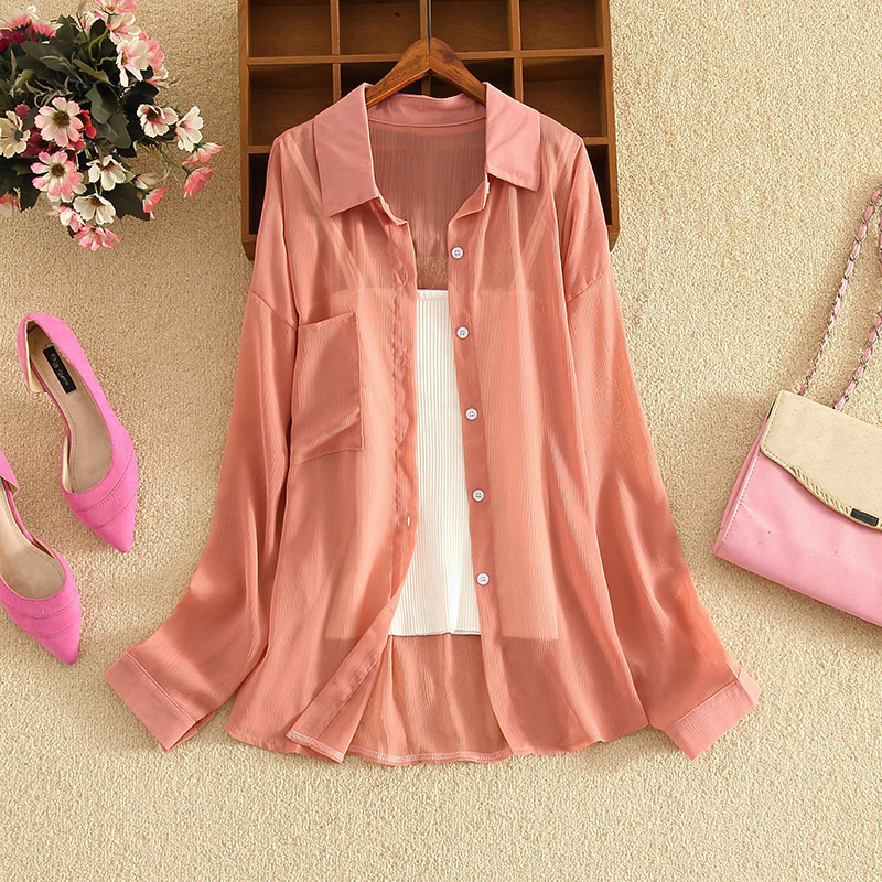 Light And Loose Long-sleeved Sunscreen Shirt, Western Style, Thin Chiffon Lined Cardigan
