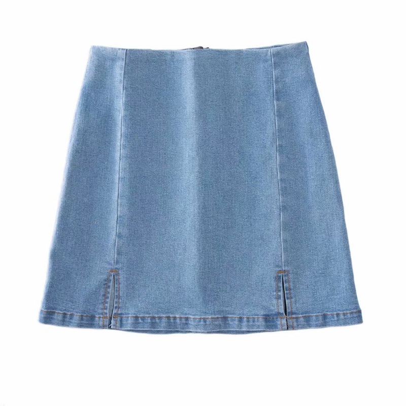 Women's High Waist And Thin Stretch Denim Skirt With Split Buttock Skirt