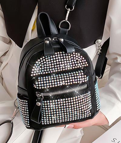 Mini Backpack Fashion Diamond Multi-purpose Women's Backpack Korean Fashion Bright Diamond Single-shoulder Cross-body Women's