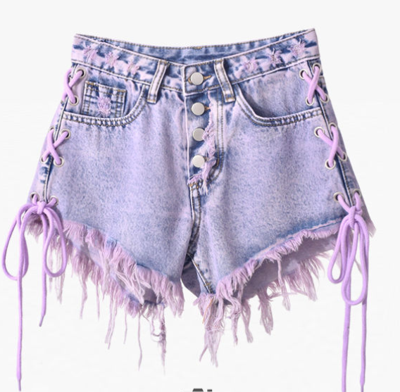 Embroidered High Waist Denim Shorts Women's Summer Trend Oversized Loose Slim Chrysanthemum Wide Leg A-line Pants