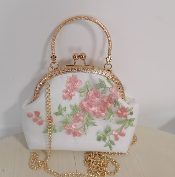 Handheld Crossbody Mesh Embroidery Fresh Small Plum Blossom Hanfu Qipao Versatile Bag