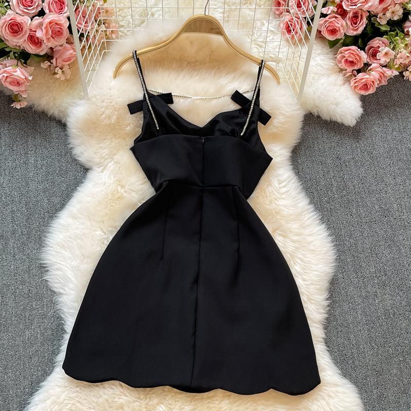Summer French Light Mature Style Bow Fairy Suspended Dress With Waist Wrapped To Show Thin Temperament Open Back A-line Dress