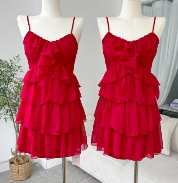 Shown White Little Red Dress Sling Dress Spring/summer Short Skirt For Women