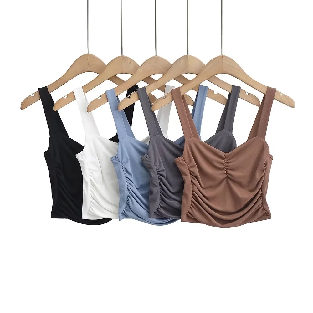 Traceless Bra Top For Women With High Elasticity, Slimming And Wide Shoulder Straps, Pleated And Slim Fitting Wrap Chest Vest