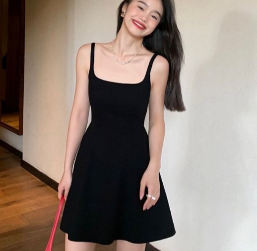 Black Suspender Dress For Women's Summer A-line Short Skirt With A Classy And Stylish Waistband Skirt